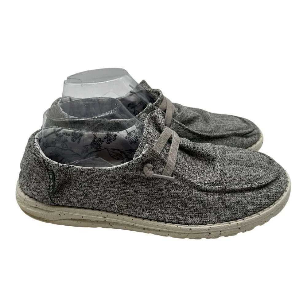 Hey Dude Wendy Linen Shoes Womens 10 Iron Grey Slip On Lightweight Loafer Casual